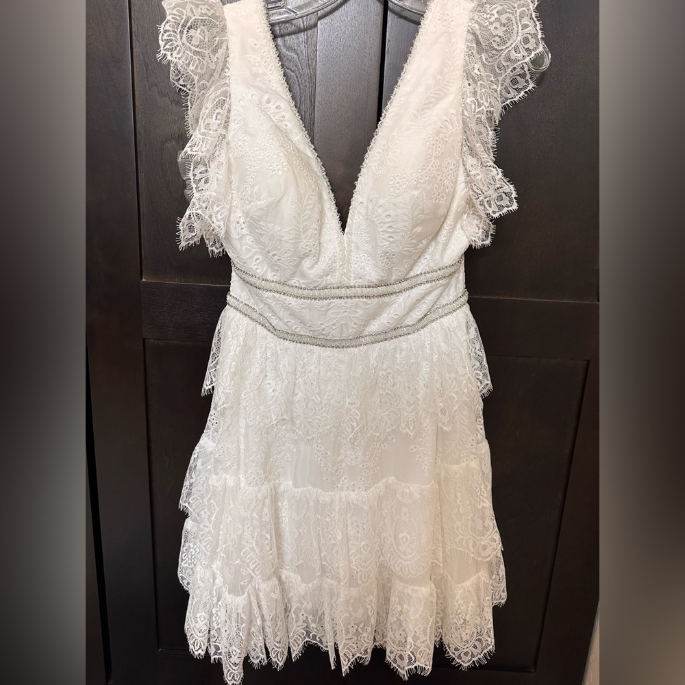 Mac Duggal white lace dress size 6
